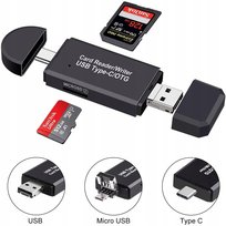 3W1 Czytnik Kart Sd Microsd Usb C Micro Usb 3.0