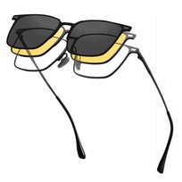 3W1 Męskie Okulary + 2 Nakładki: Przeciwsłoneczne I Rozjaśniające Na Magnes