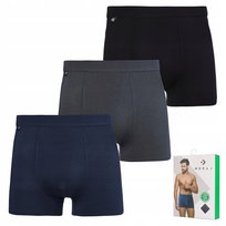 3X Bokserki Męskie Bambusowe Dopasowane Majtki Przewiewne Moraj M Navy,Black,Graphite