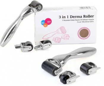 3x Derma Roller Ciało Twarz Oczy Dermaroller 3w1 Tytan Srebrny - Calissimo