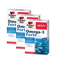 3x Doppelherz® aktiv Omega-3 FORTE, 60 kapsułek ZESTAW