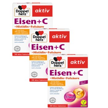 3x Doppelherz® aktiv Żelazo i wit.C z kwasem foliowym, 30 tab. - Doppelherz