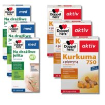 3x Doppelherz® med Na drażliwe jelita, 30 tabletek + 3x Doppelherz® aktiv Kurkuma 750, 30 kapsułek ZESTAW