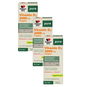 3x Doppelherz® pure Witamina D3 2000, 3x9,2 ml ZESTAW - Doppelherz