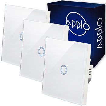 3x Dotykowy Szklany WŁĄCZNIK ŚWIATŁA LED fi60 Pojedynczy Biały APPIO - Appio