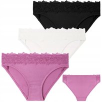 3X Figi Damskie Wiskozowe Bikini Koronkowe Subtelne Komfortowe Moraj Xl