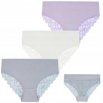 3X Figi Majtki Damskie Prążkowane Bikini Bawełniane Koronkowe Moraj S