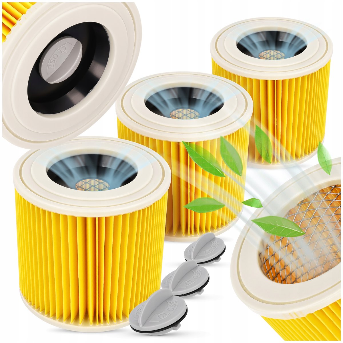 Pack De 4 Cartouches Filtrantes Avec Bouchon Pour Kärcher WD2 WD3 - Filtres Premium Pour Aspirateurs Eau/poussière