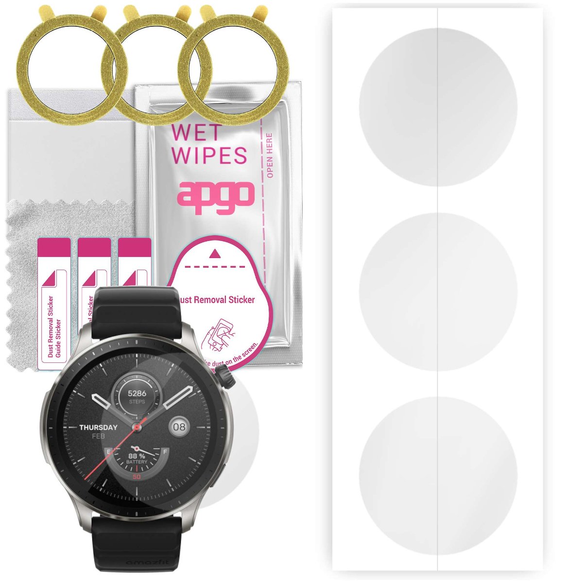 Pack De 3 Protecteurs D'écran AtFoliX FX-Clear Pour Amazfit GTR 47mm - Anti-rayures, Facile à Poser