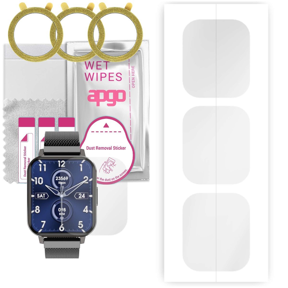 apgo [3 Stück] Hydrogel Schutzfolie Klar für Hama Fit Watch 5910 Smartwatch, flexible Displayschutzfolie mit Positionierhilfe, kratzfest