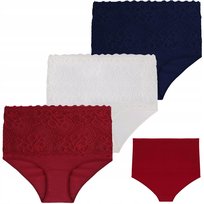 3x Koronkowe FIGI MAJTKI DAMSKIE Bawełniane z WYSOKIM STANEM MORAJ r. 2XL Moraj