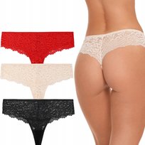 3X Koronkowe Figi Majtki Damskie Brazyliany Kobiece Seksowne Moraj Xl