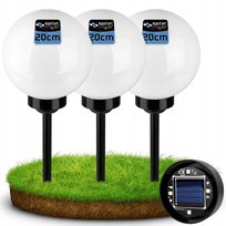 3x Lampa ogrodowa Kula solarna LED 20cm wbijana naziemna biała mleczna