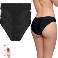 3X MAJTKI DAMSKIE BEZSZWOWE LASEROWO CIĘTE WYGODNE MINI BIKINI MORAJ XL BLACK