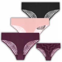 3X Majtki Damskie Bikini Bawełniane Figi Gładkie Kolorowe Moraj M