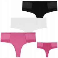 3X Majtki Damskie Brazyliany Bawełniane Z Siatką Kobiece Seksowne Moraj S