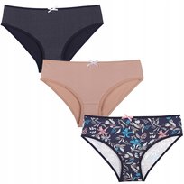 3X Majtki Damskie Figi Bikini Bawełniane Klasyczne Wzory Kokardka Moraj S