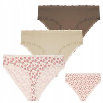 3X Majtki Damskie Figi Bikini Bawełniane W Kwiaty Koronkowe Moraj Xxl