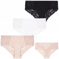 3X Majtki Damskie Figi Bikini Ozdobne Koronkowe Wielokolorowe Moraj S