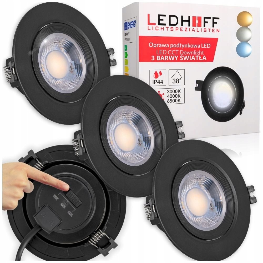 3x Oprawa podtynkowa LED sufitowa LAMPA 3 barwy światła 7W SPOT okrągła ...