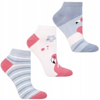 3X Skarpetki Damskie Niskie Stopki Skarpety Kolorowe Flamingi Moraj 38-41