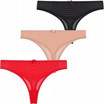 3X Stringi Damskie Majtki Siateczkowe Transparentne Seksowne Moraj Xl