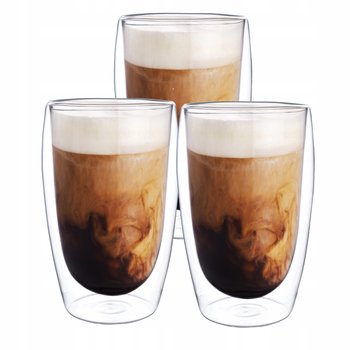 3x Szklanka Wessper Crystallatte do kawy napojów soków podwójne dno 450ml - Wessper
