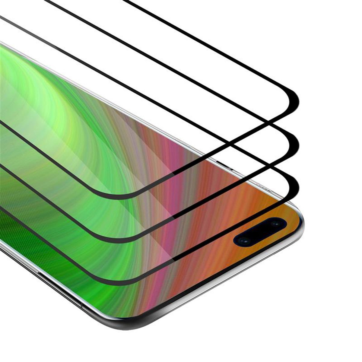 Cadorabo Custodia compatibile con Huawei P40 LITE E - Ottica a strisce in COBALTO VIOLA - Coperchio protettivo in silicone TPU e retro in vetro temperato