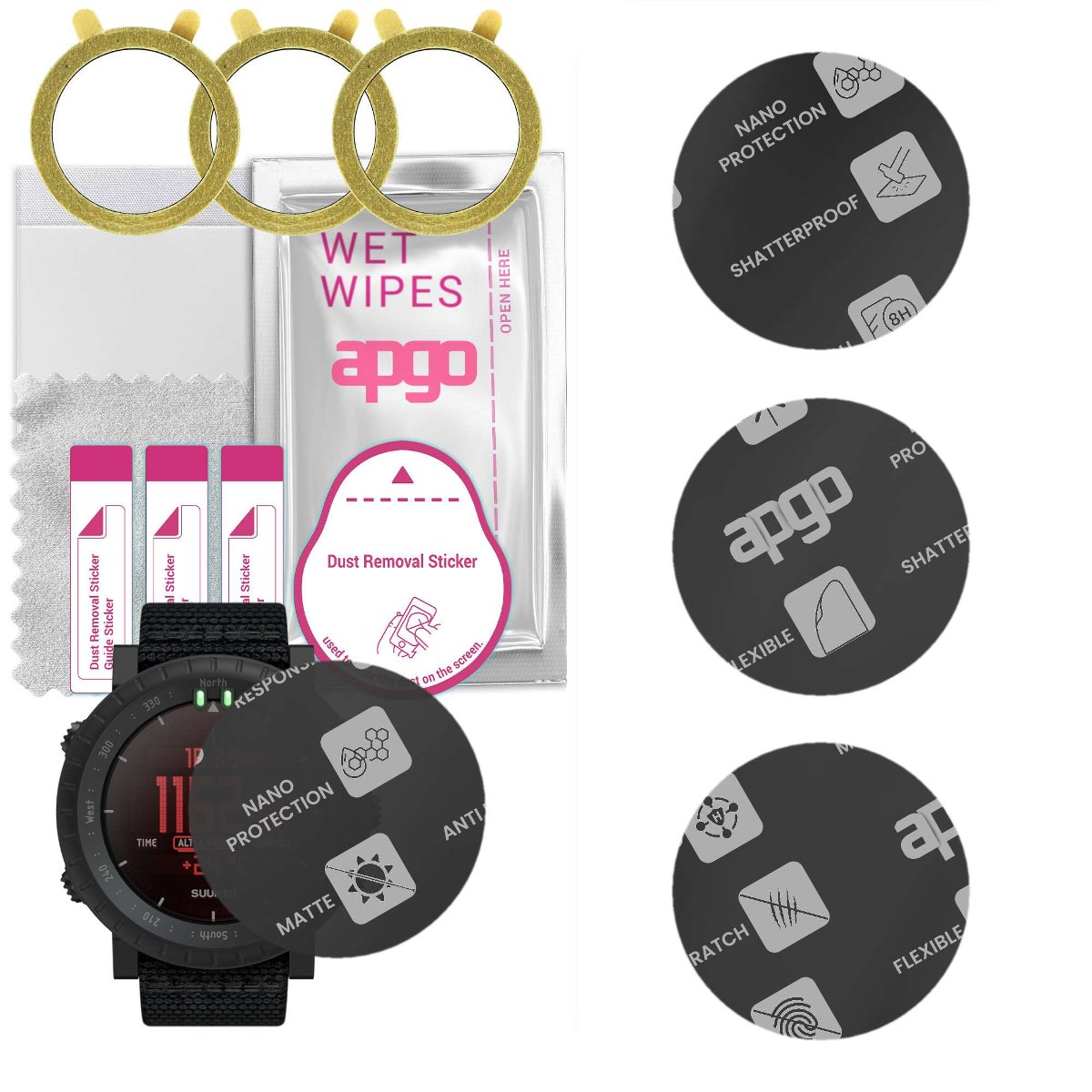 apgo 3x Hydrogel Matte Screen Protector per Suunto 9 Peak