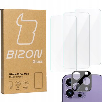 3X Szkło + Szybka Na Aparat Bizon Clear 2 Pack Do Iphone 15 Pro Max - Bizon