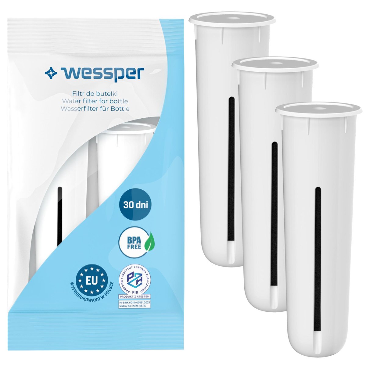 Zdjęcia - Wkład do filtra wody Wessper 3X Wkład / Filtr   Do Butelek Filtrujących Dafi Biały (Zamiennik)