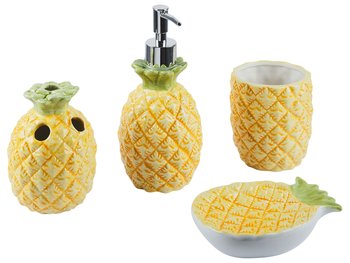 4-częściowy zestaw akcesoriów łazienkowych ananas żółty MAICAO - Beliani