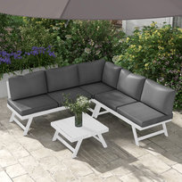 4-częściowy zestaw mebli ogrodowych Loungeset, 4-elementowy, 115 cm x 61 cm x 65 cm, Szary + Biały