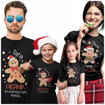 4 Koszulki Świąteczne Zestaw Całej Rodziny Rodziny 2+2 + Imiona Dzieci - Inna marka