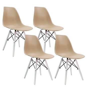 4 krzesła DSW Milano beżowe, nogi białe - BMDesign