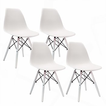 4 krzesła DSW Milano białe, nogi białe - BMDesign