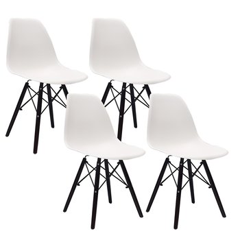 4 krzesła DSW Milano białe, nogi czarne - BMDesign