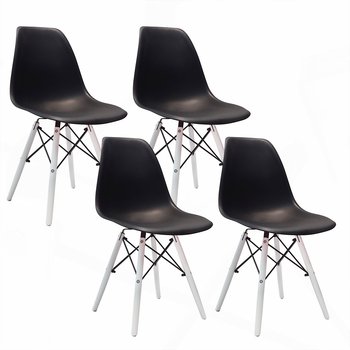 4 krzesła DSW Milano czarne, nogi białe - BMDesign