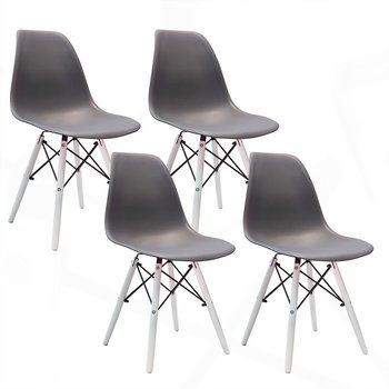 4 krzesła DSW Milano grafitowe, nogi białe - BMDesign