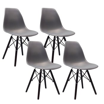 4 krzesła DSW Milano grafitowe, nogi czarne - BMDesign