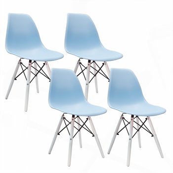 4 krzesła DSW Milano jasno niebieskie, nogi białe - BMDesign