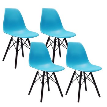 4 krzesła DSW Milano niebieskie, nogi czarne - BMDesign