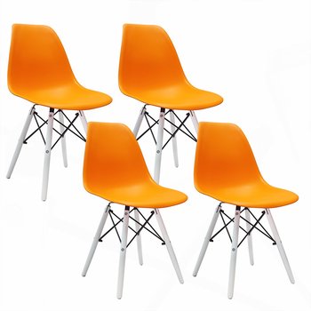 4 krzesła DSW Milano pomarańczowe, nogi białe - BMDesign