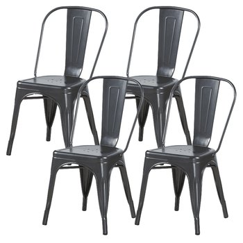 4 krzesła metalowe Paris ciemno szare - BMDesign