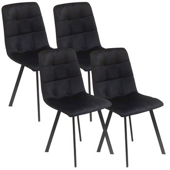 4 Krzesła Nevada Czarne Welur - BMDesign