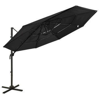 4-poziomowy parasol na aluminiowym słupku, czarny, 3x3 m - vidaXL