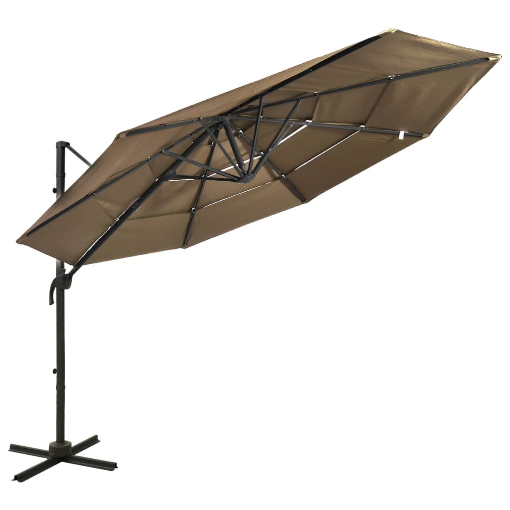 Фото - Пляжна парасоля VidaXL 4-poziomowy parasol na aluminiowym słupku, taupe, 3x3 m 