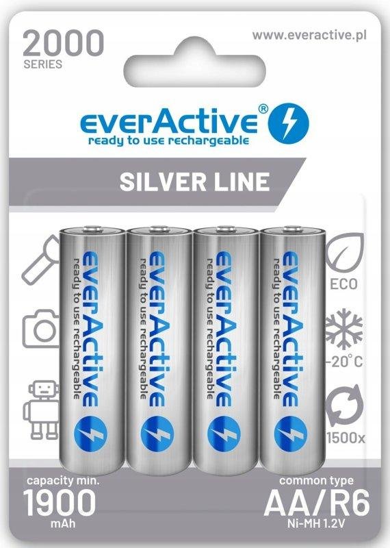 4 szt Baterie AKUMULATORKI EverActive AA R06 1900mAh LR06 Grube Paluszki R6