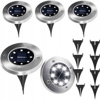 4 X Lampa Solarna Ogrodowa Dysk Lampki Led Gruntowe Czujnik Zmierzchu 8 Led