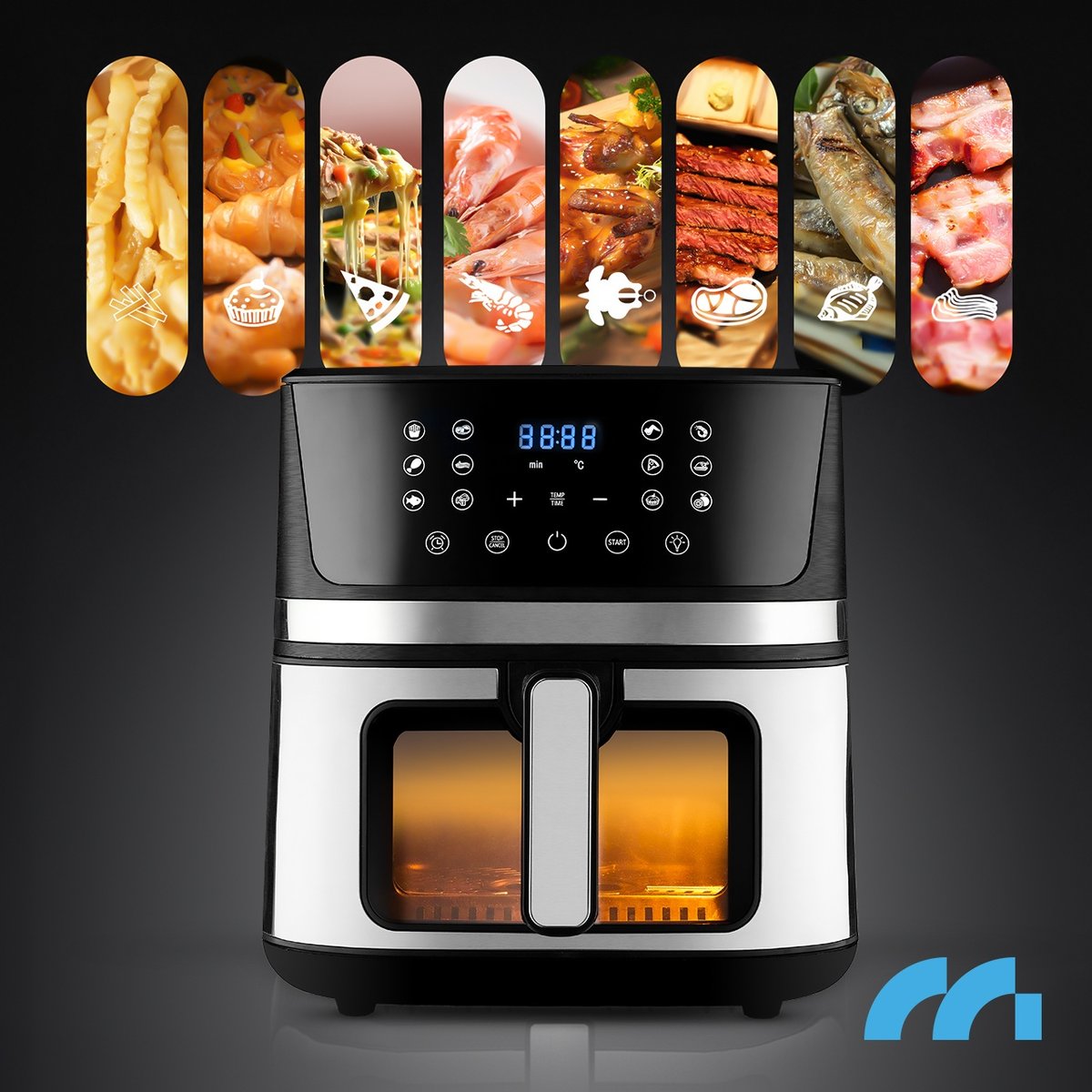 Friteuse Sans Huile 7,5L Avec Fenêtre Visible,Air Fryer 1700W,Friteuse À Air Chaud Avec 12